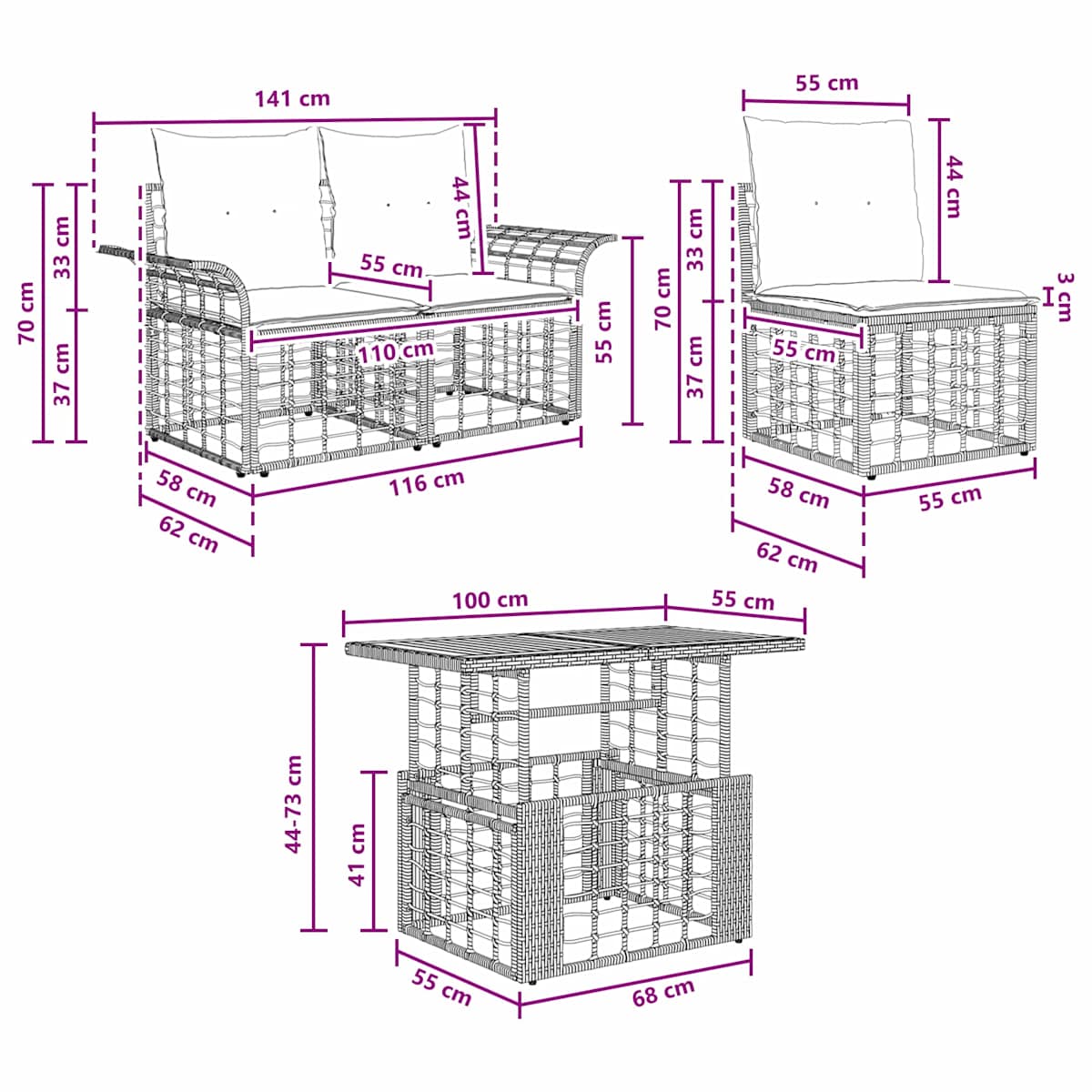 Havesofa Sæt 7 stk. polyrattan - Billede 10