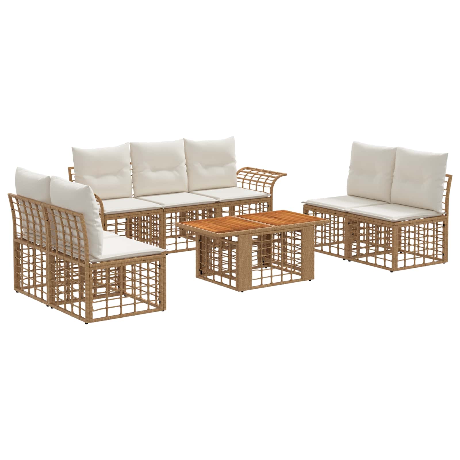 vidaXL Gartensofa-set 8 stk. Natürlich und Cremweiß Poly-Rattan – Bild 2