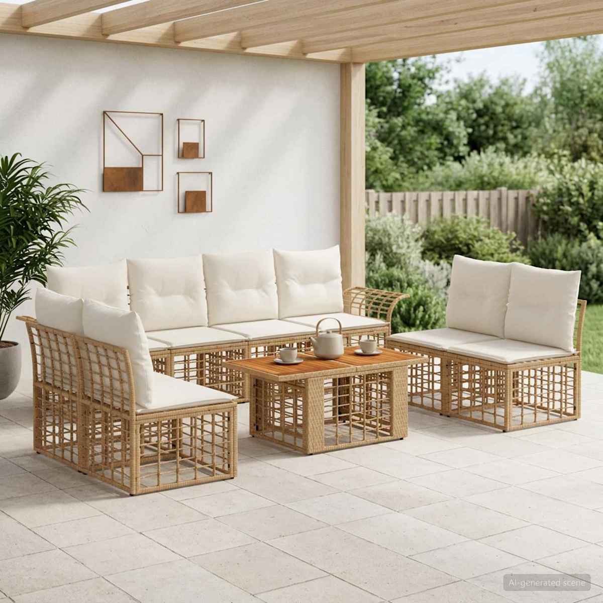 Havesofa Sæt 9 stk. polyrattan