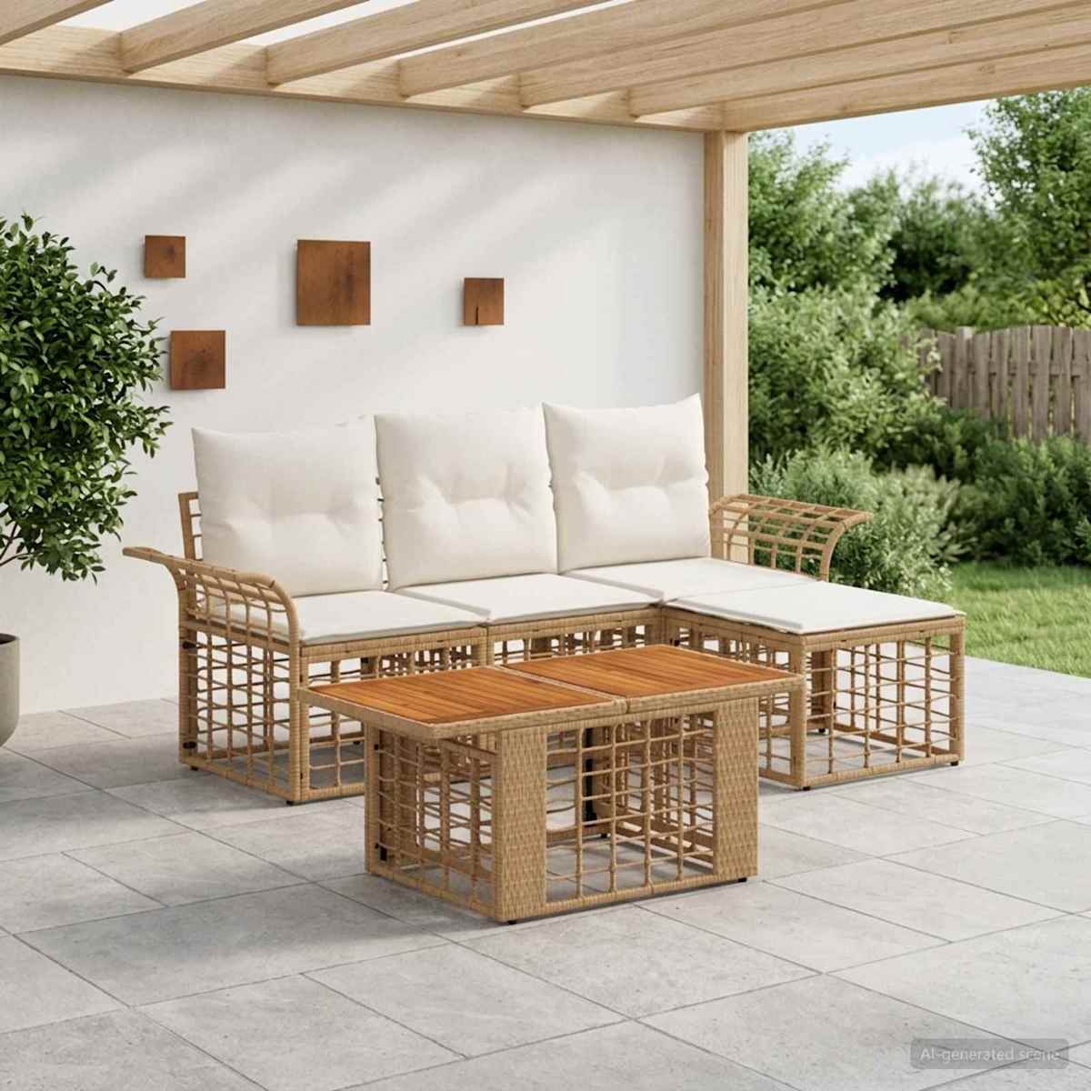 Havesofa Sæt 5 stk. polyrattan