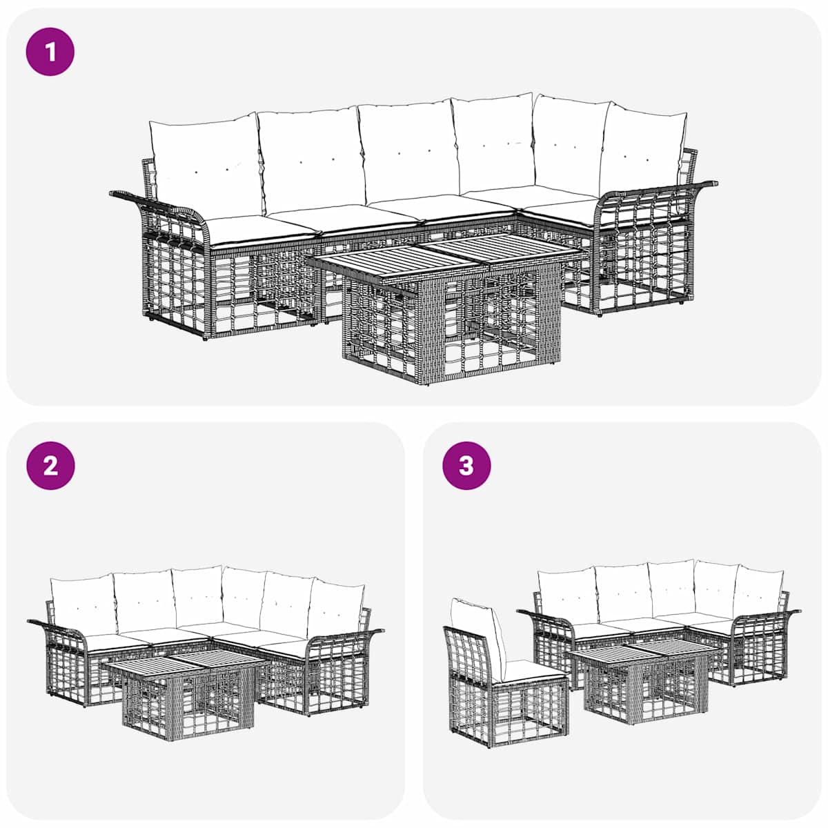 Havesofa Sæt 6 stk. polyrattan - Billede 10