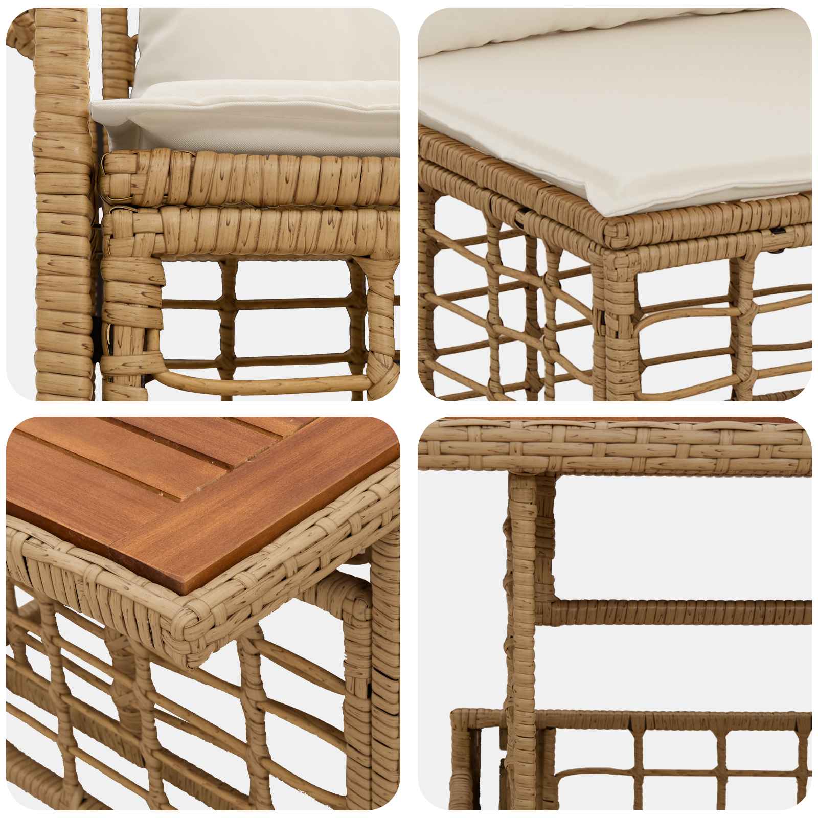 vidaXL Gartensofa-set 7 stk. Natürlich und Cremweiß Poly-Rattan – Bild 7