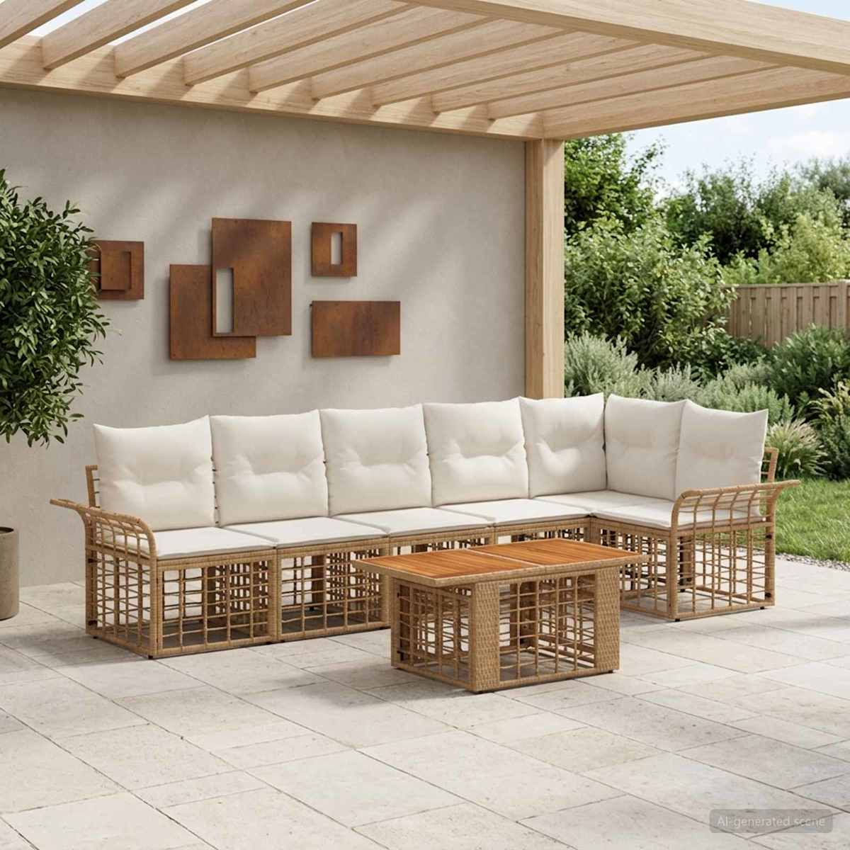 Havesofa Sæt 7 stk. polyrattan