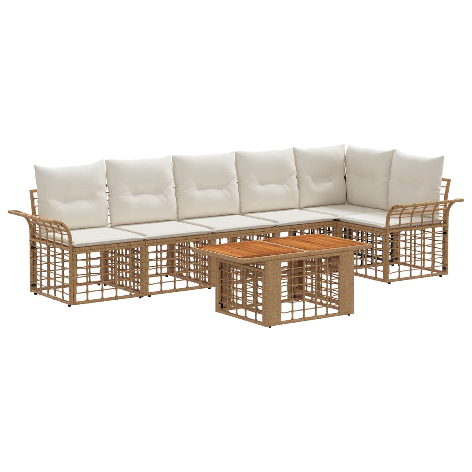 vidaXL Gartensofa-set 7 stk. Natürlich und Cremweiß Poly-Rattan – Bild 2