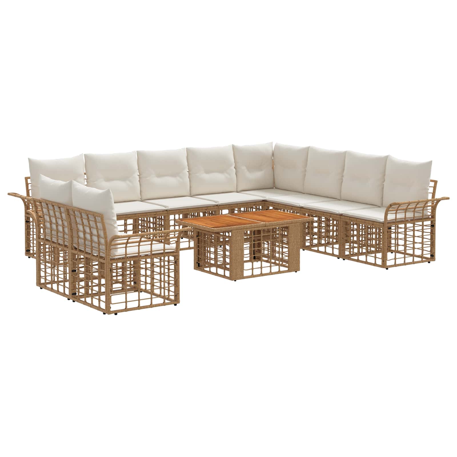 vidaXL Gartensofa-set 11 stk. Natürlich und Cremweiß Poly-Rattan – Bild 2