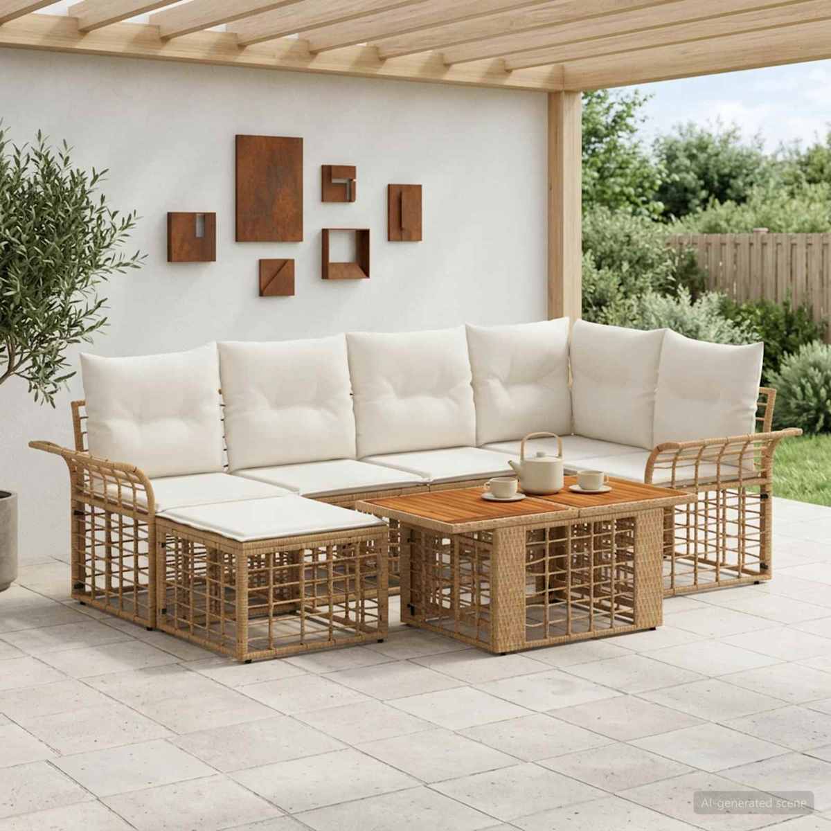 Havesofa Sæt 7 stk. polyrattan
