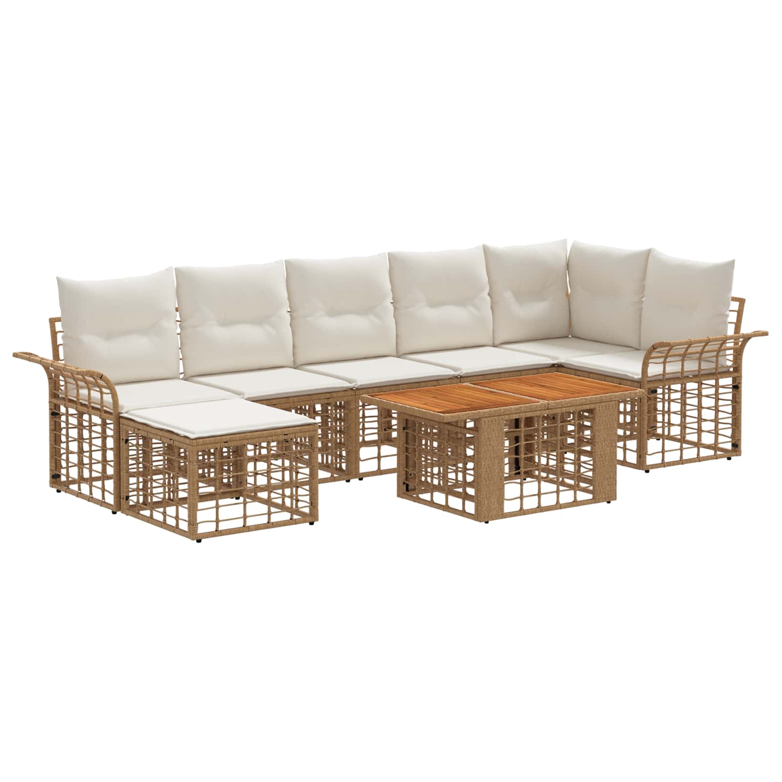 vidaXL Gartensofa-set 8 stk. Natürlich und Cremweiß Poly-Rattan – Bild 2