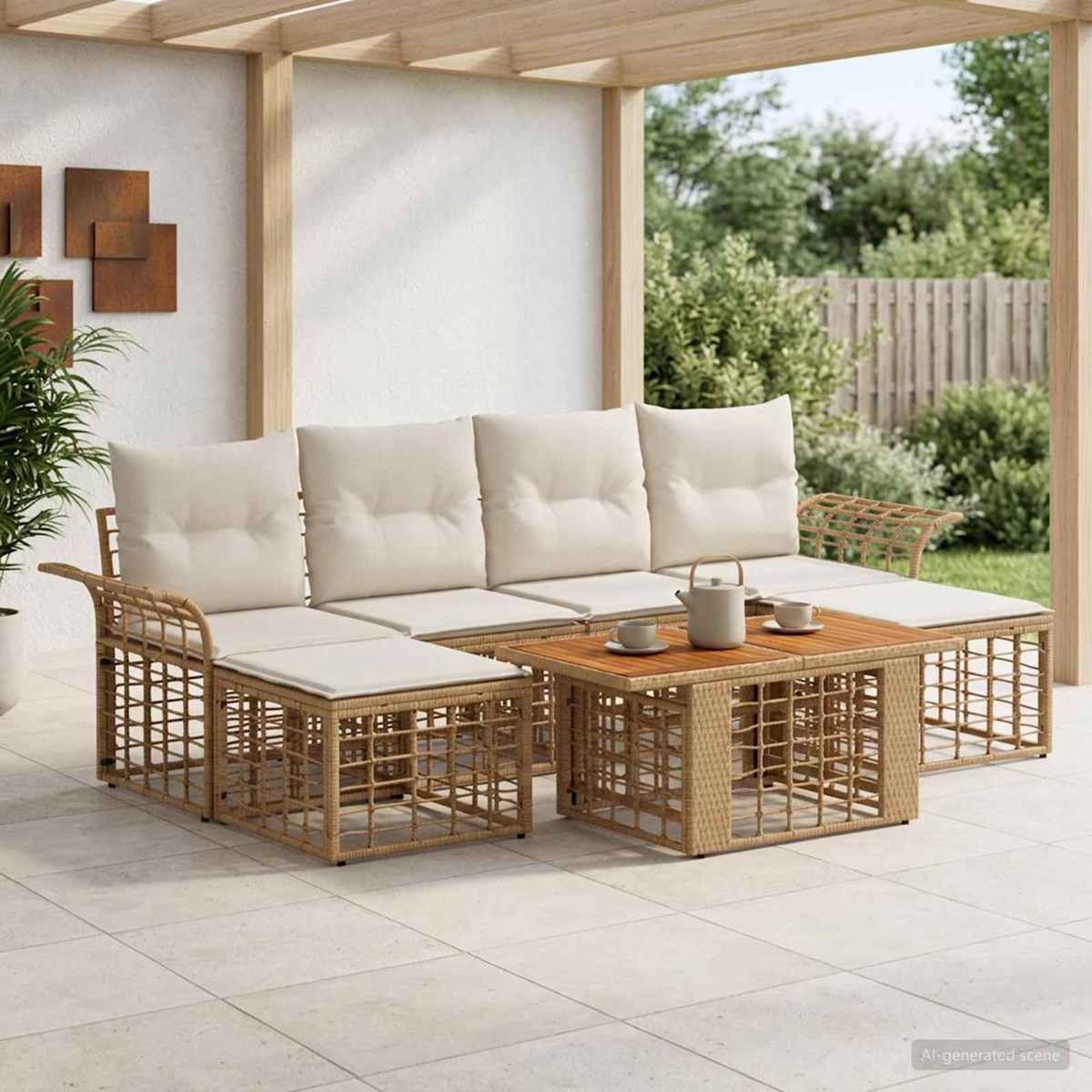 Havesofa Sæt 7 stk. polyrattan