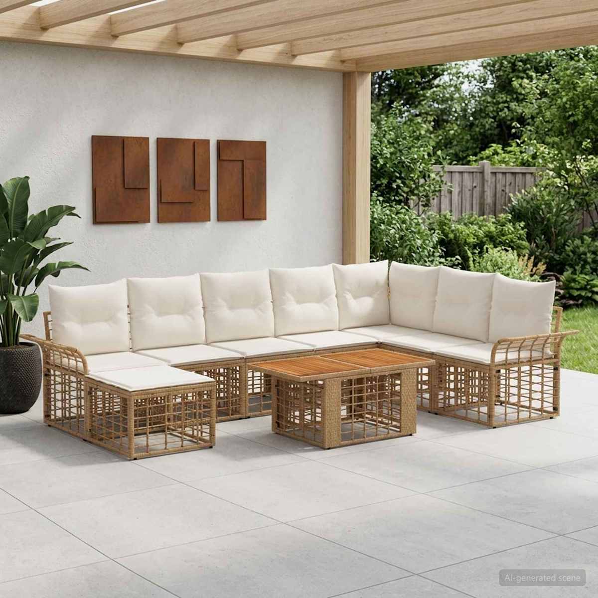 Havesofa Sæt 9 stk. polyrattan
