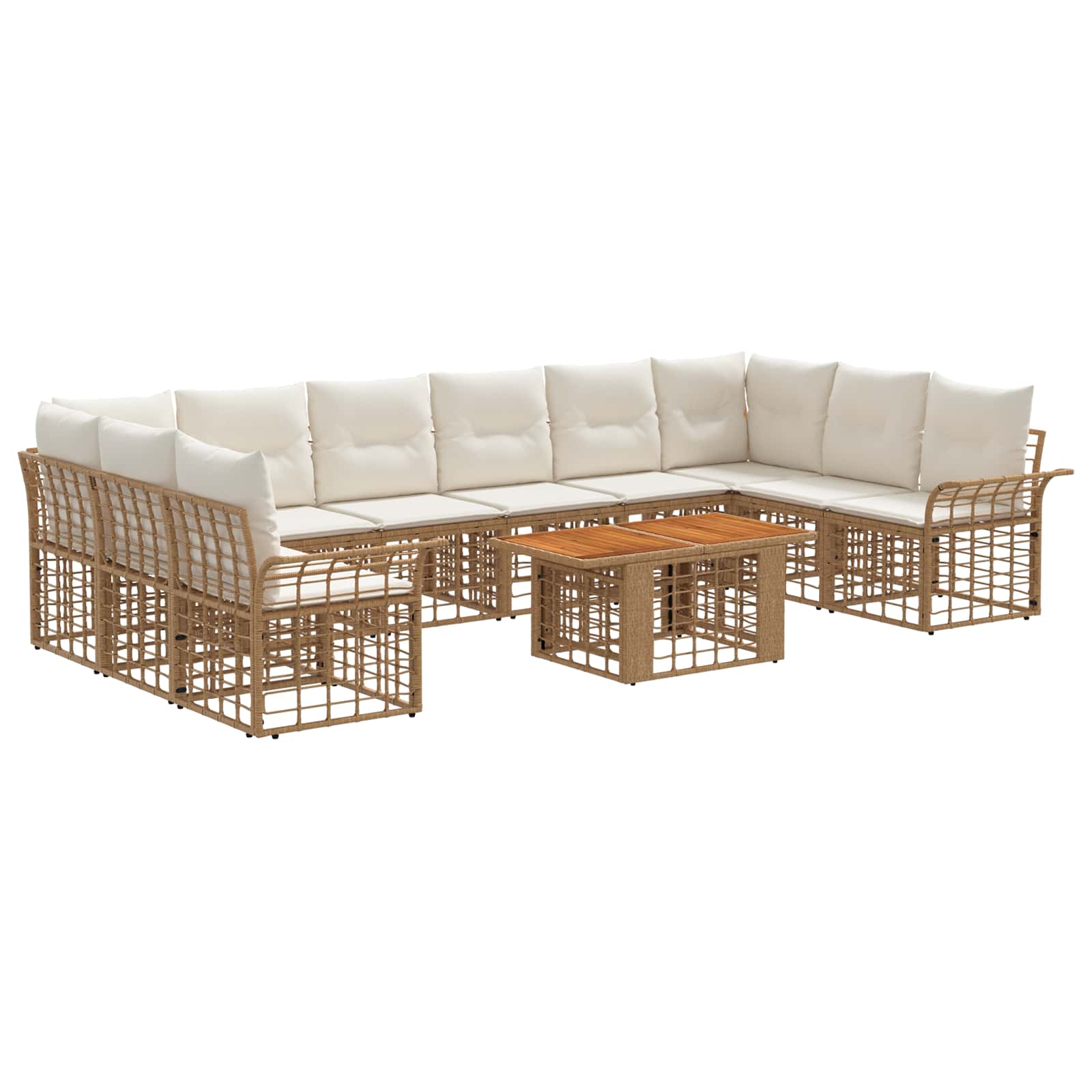 vidaXL Gartensofa-set 11 stk. Natürlich und Cremweiß Poly-Rattan – Bild 2
