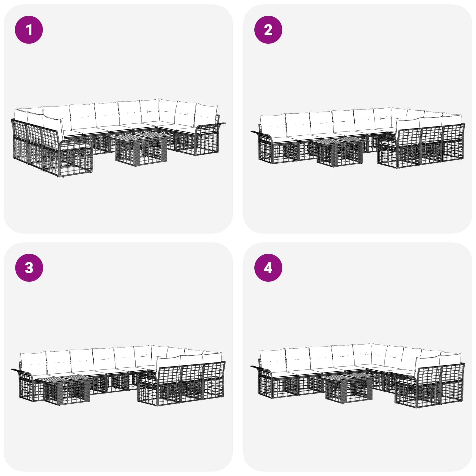 vidaXL Gartensofa-set 11 stk. Natürlich und Cremweiß Poly-Rattan – Bild 9