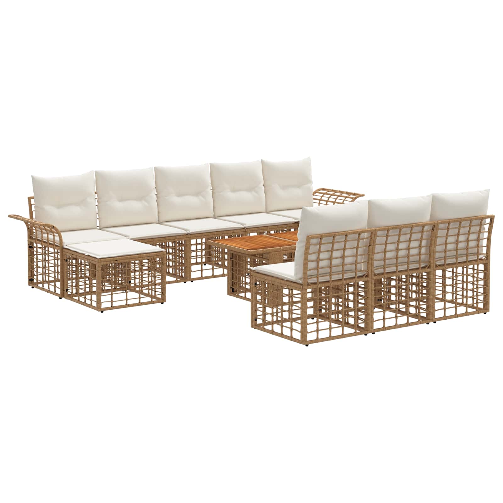 vidaXL Gartensofa-set 11 stk. Natürlich und Cremweiß Poly-Rattan – Bild 2