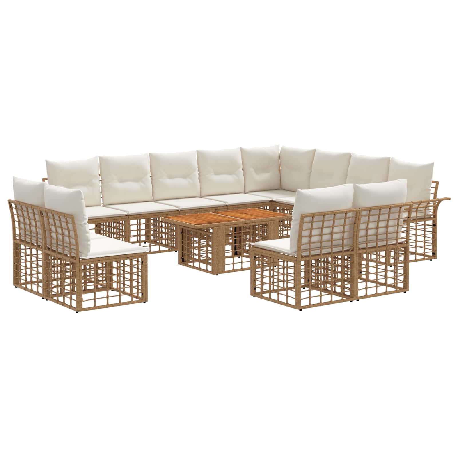 vidaXL Gartensofa-set 13 stk. Natürlich und Cremweiß Poly-Rattan – Bild 2