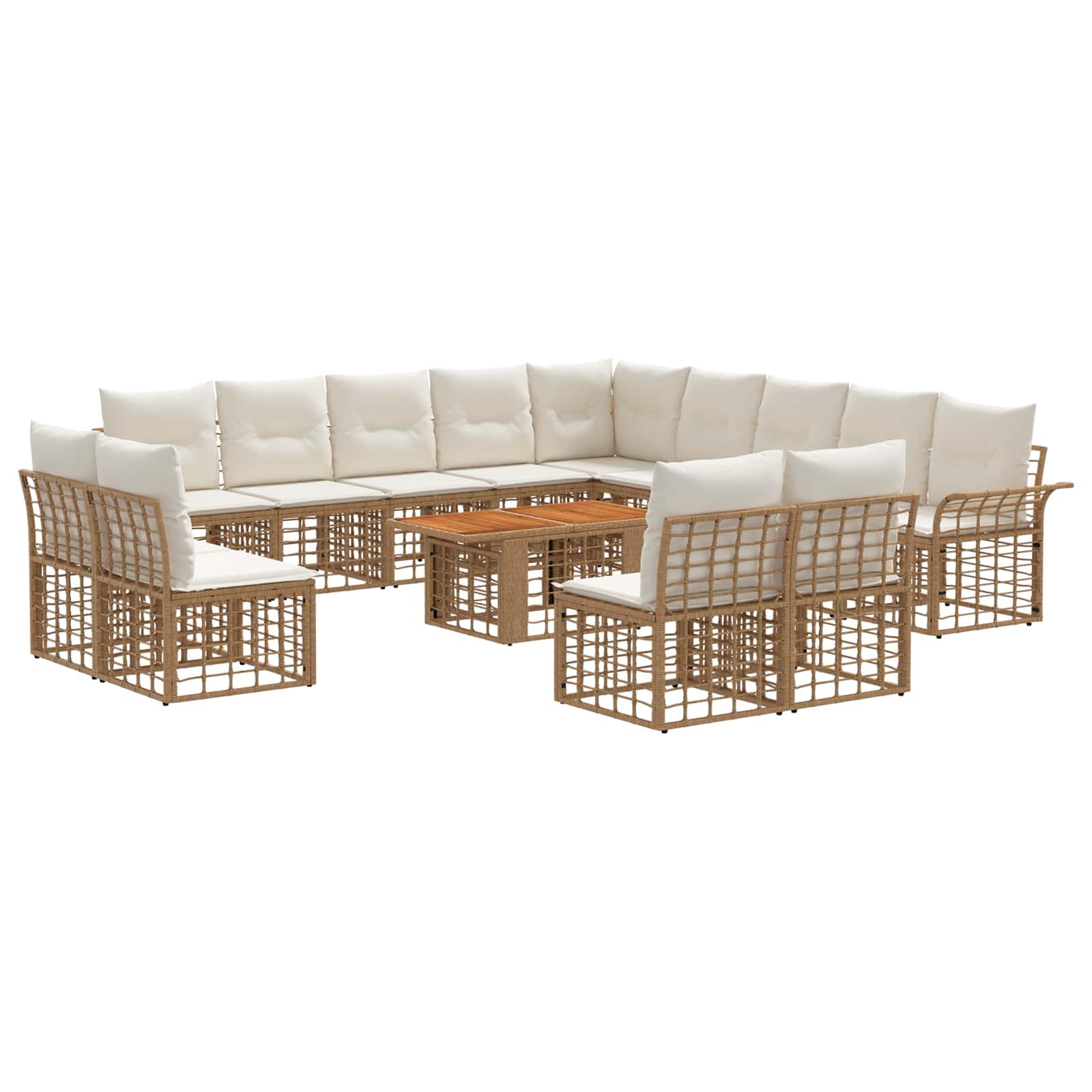 vidaXL Gartensofa-set 14 stk. Natürlich und Cremweiß Poly-Rattan – Bild 2