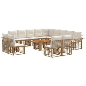 vidaXL Aia Diivanikomplekt 14 tk Looduslik ja Kreemi Valge pol&uuml;rotang