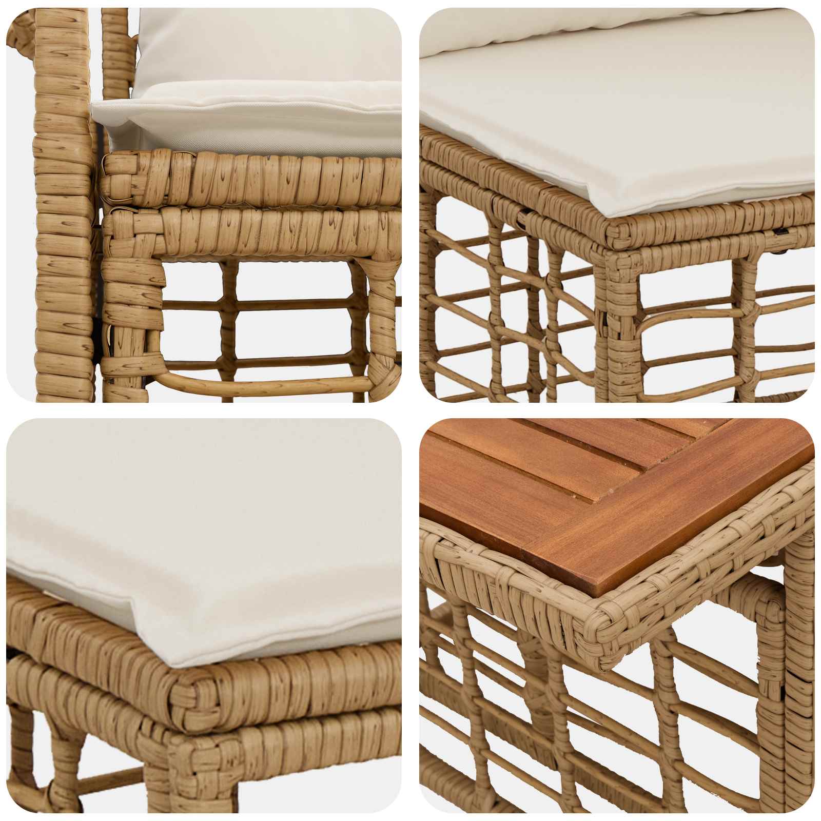 vidaXL Gartensofa-set 13 stk. Natürlich und Cremweiß Poly-Rattan – Bild 9