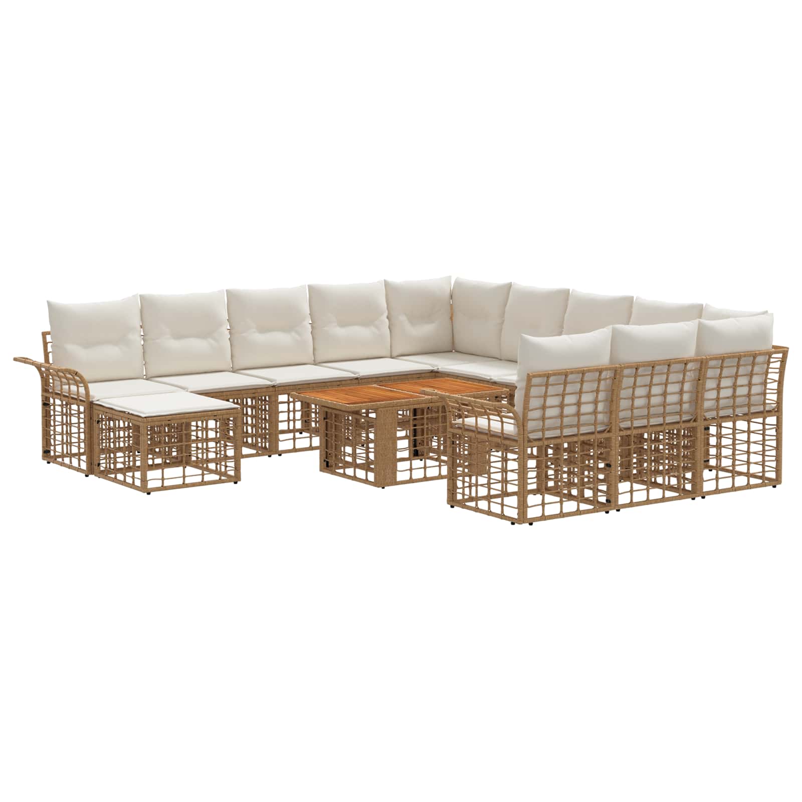 vidaXL Gartensofa-set 13 stk. Natürlich und Cremweiß Poly-Rattan – Bild 2