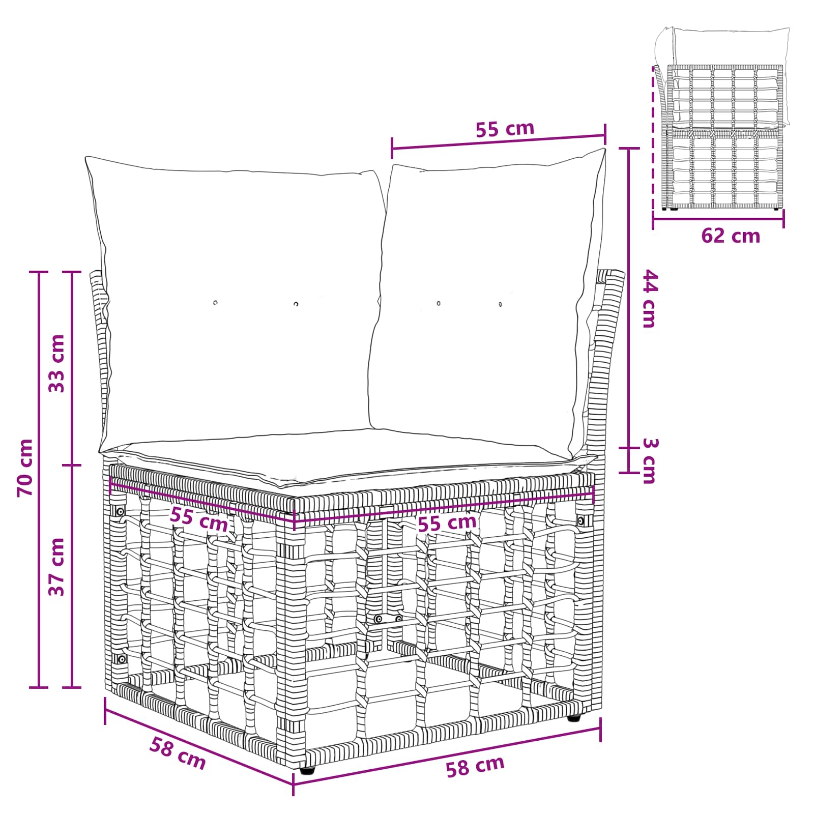 vidaXL Tuinbankenset 13 st Natuurlijk en Crème Wit poly rattan