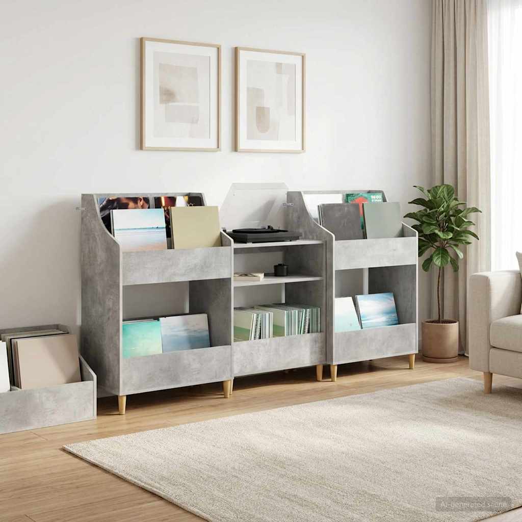 Set medijskih polic 3 kos Betonsko siva 212 x 46 x 112 cm