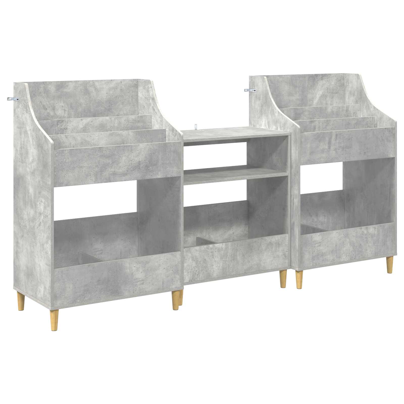 vidaXL Sada mediálních polic 3 ks Betonově šedá 212 x 46 x 112 cm