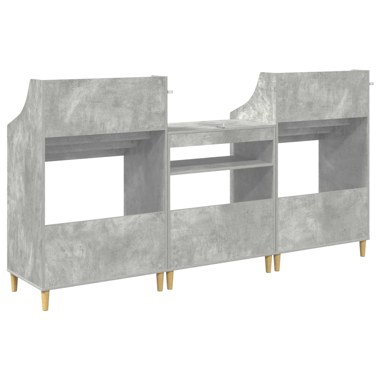 Set medijskih polic 3 kos Betonsko siva 212 x 46 x 112 cm