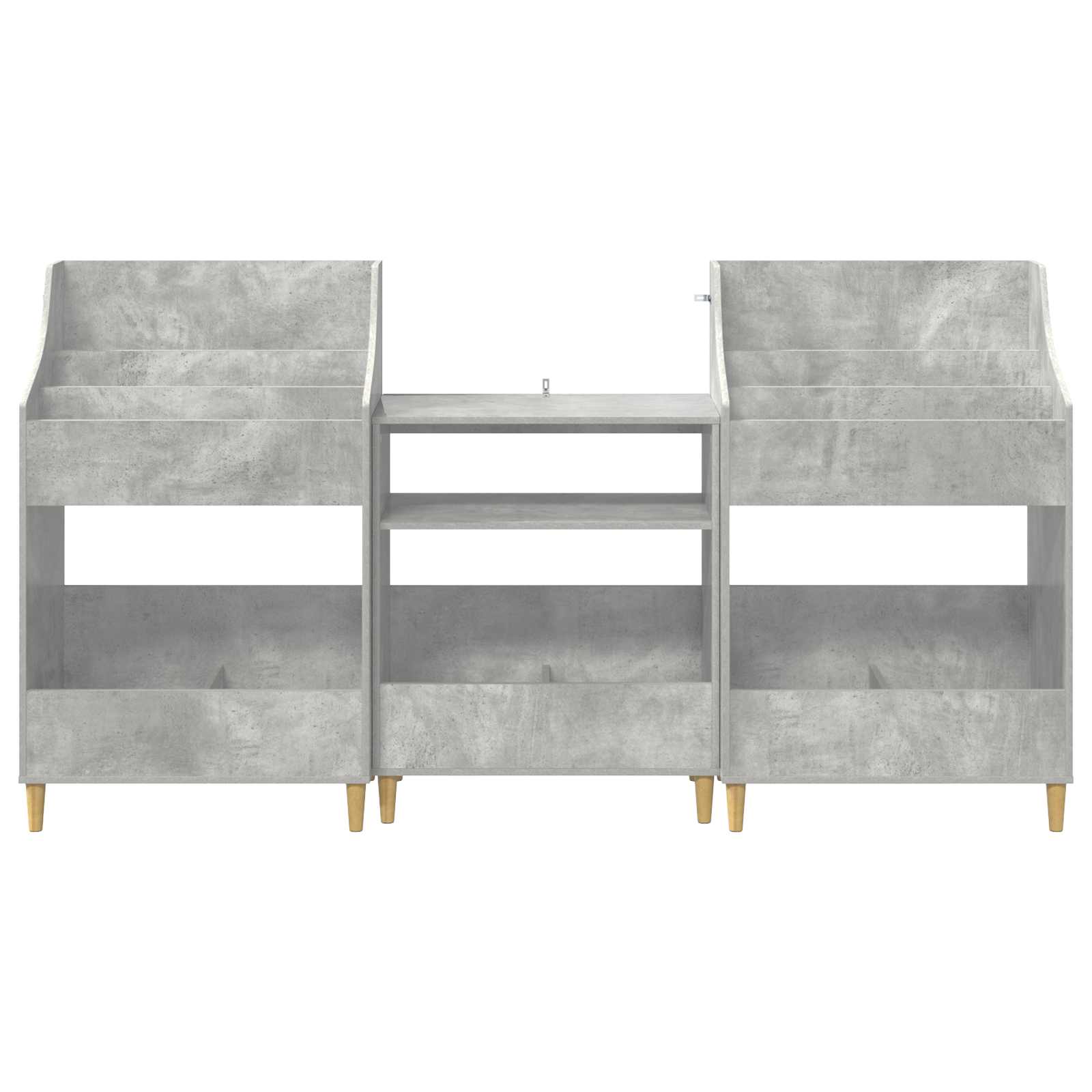 Set medijskih polic 3 kos Betonsko siva 212 x 46 x 112 cm