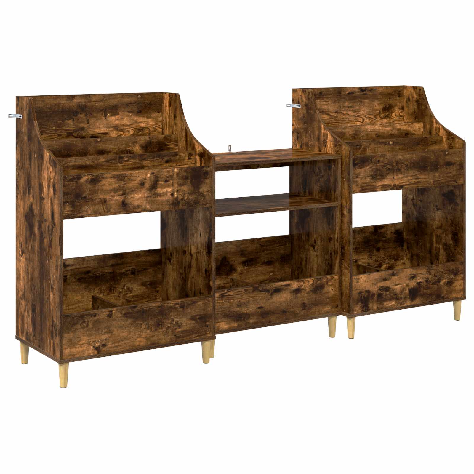 vidaXL Sada mediálních polic 3 ks Kouřový dub 212 x 46 x 112 cm
