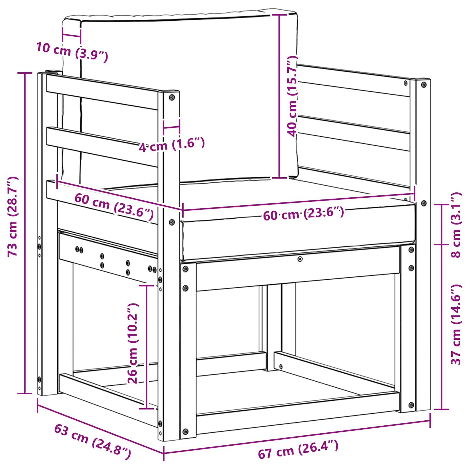 Tuinbank Massief Acaciahout en Polyester Naturel image 8