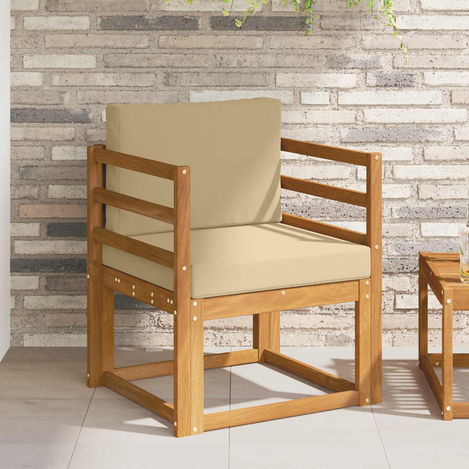 vidaXL Canapea de exterior Lemn de acacia solid și poliester natural