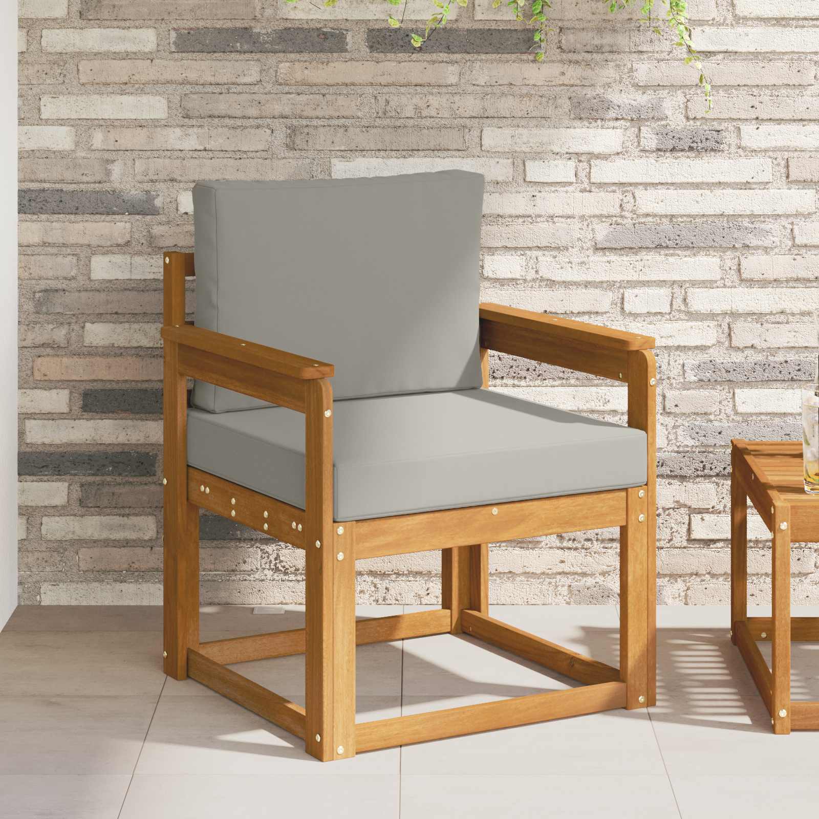 vidaXL Outdoor-Sofa Massives Akazienholz und Polyester