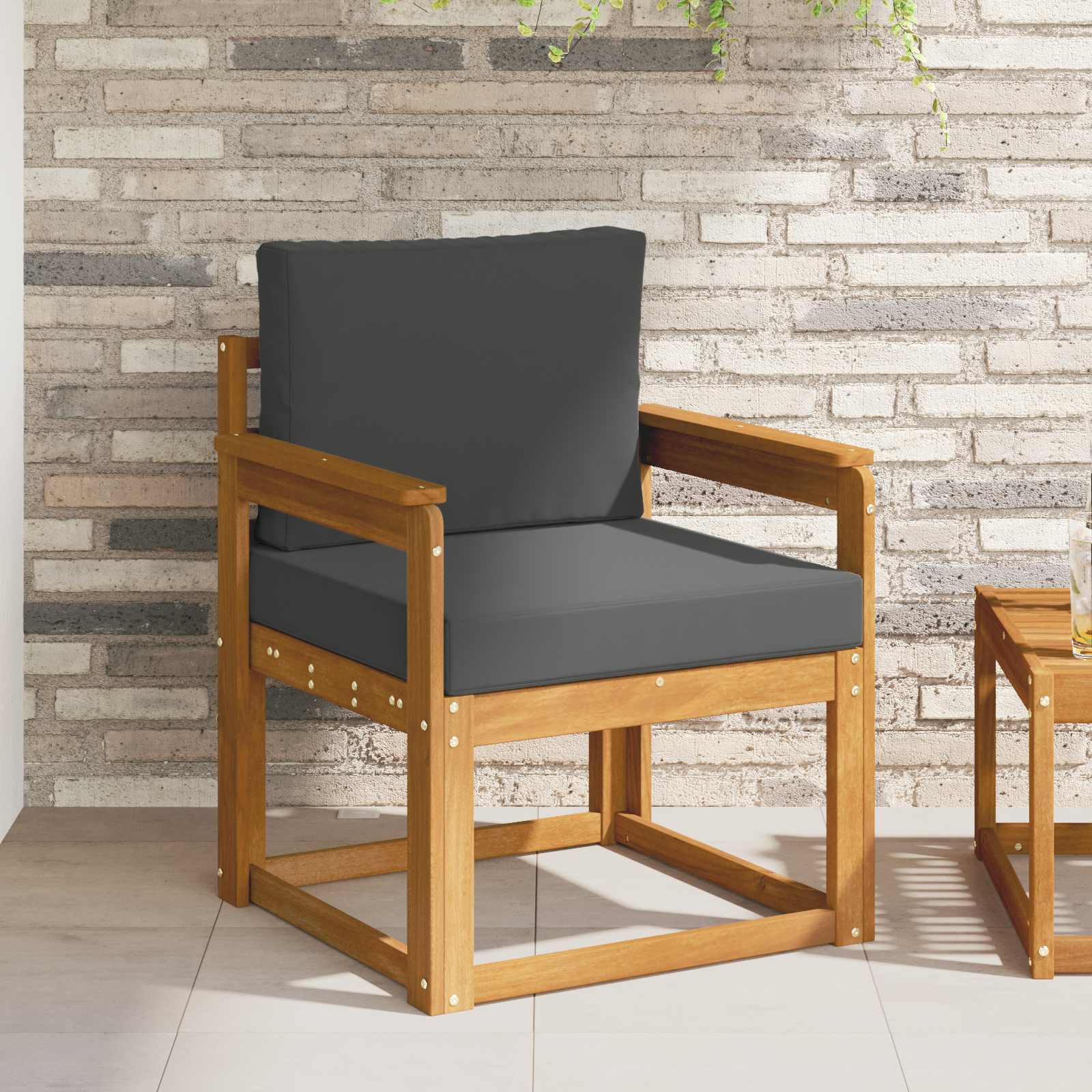 Tuinbank Massief Acaciahout en Polyester Naturel image 1