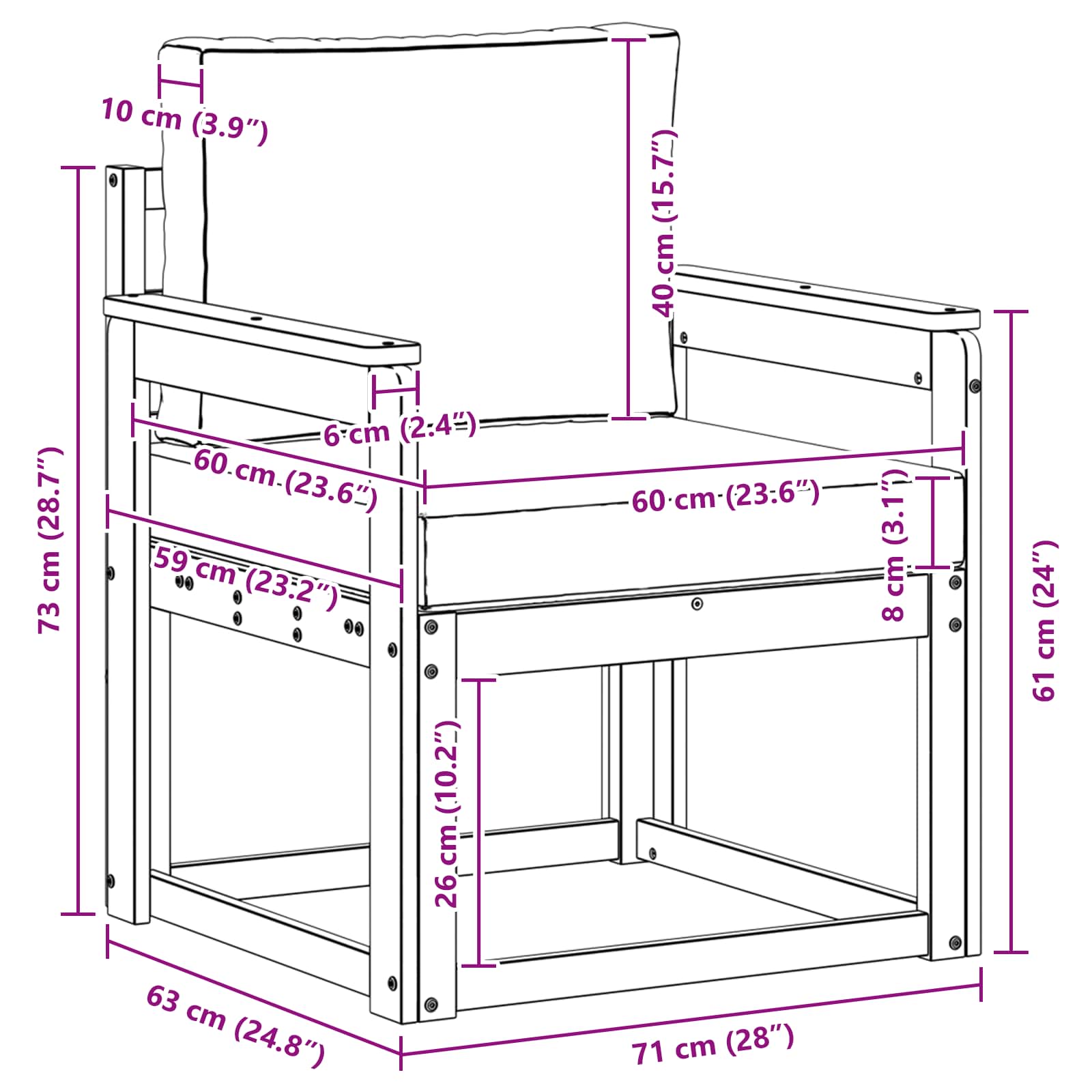 Tuinbank Massief Acaciahout en Polyester Naturel image 8