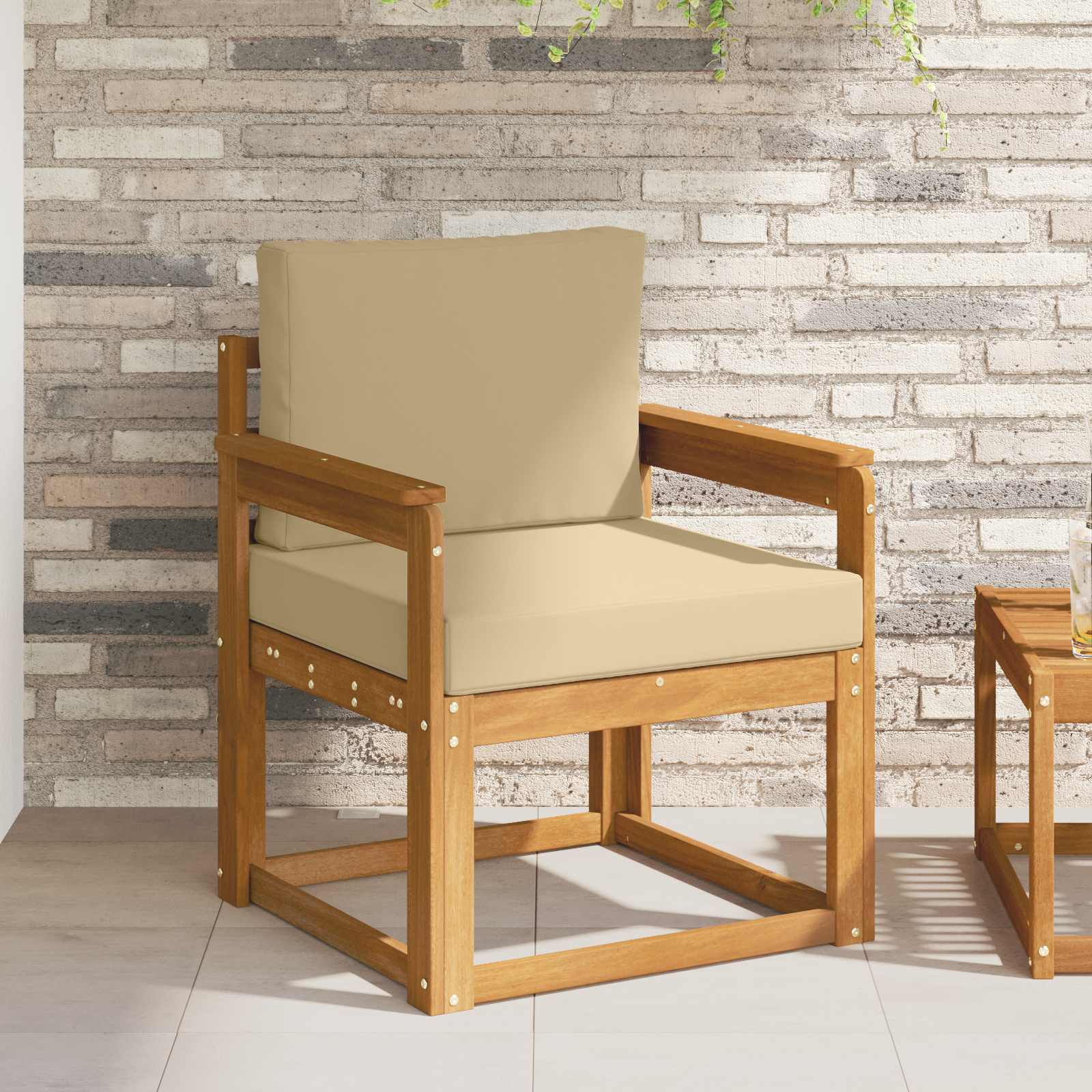 vidaXL Canapea de exterior Lemn de acacia solid și poliester natural