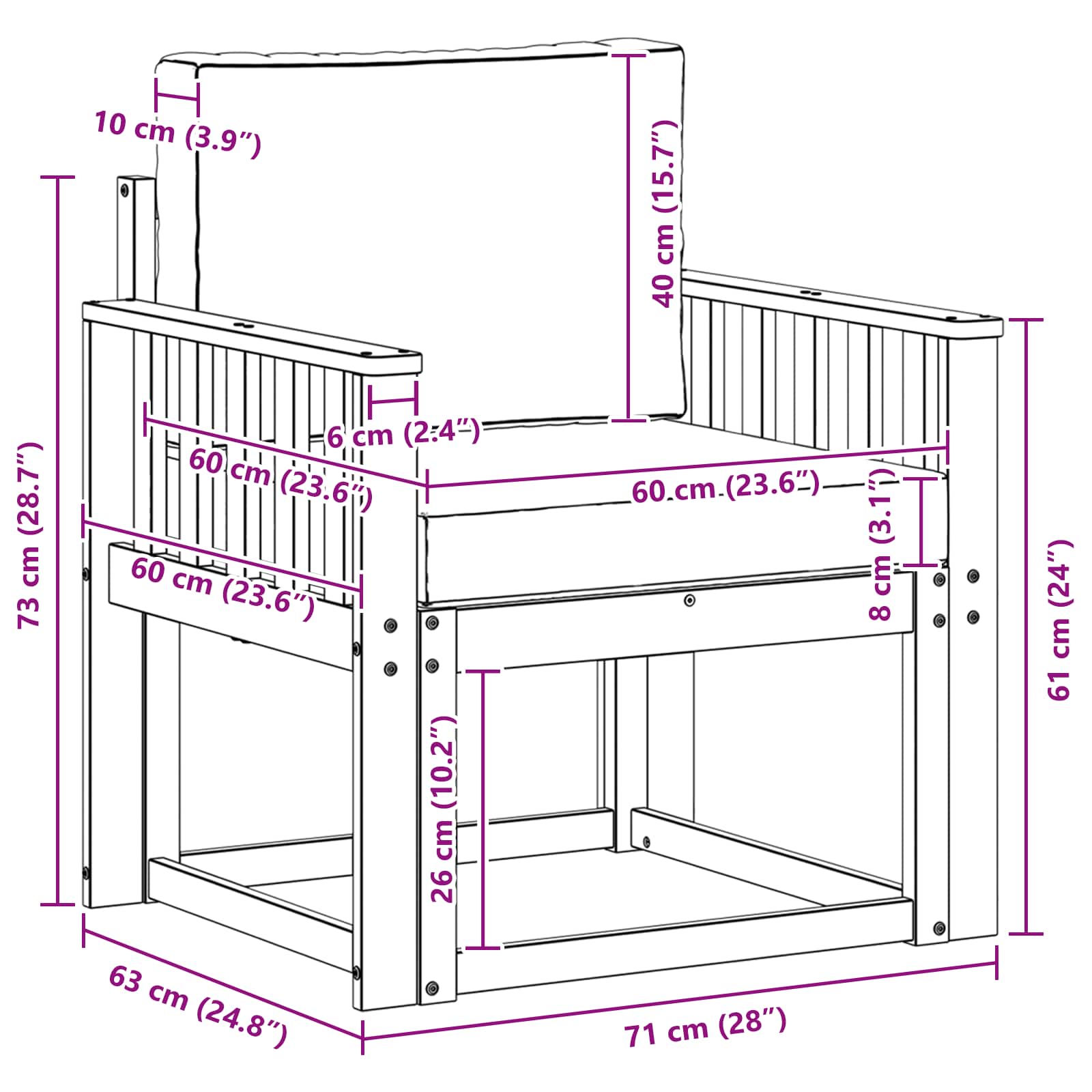 Tuinbank Massief Acaciahout en Polyester Naturel image 8
