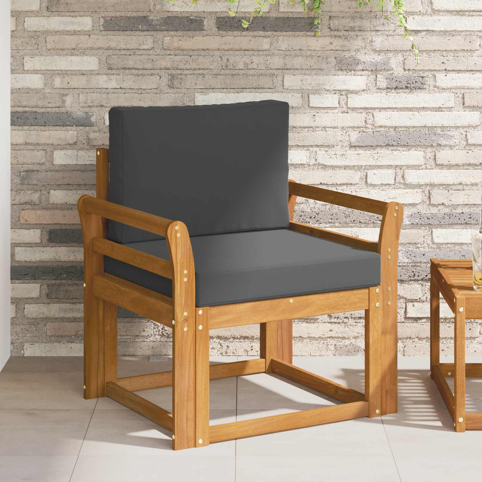 Tuinbank Massief Acaciahout en Polyester Naturel image 1