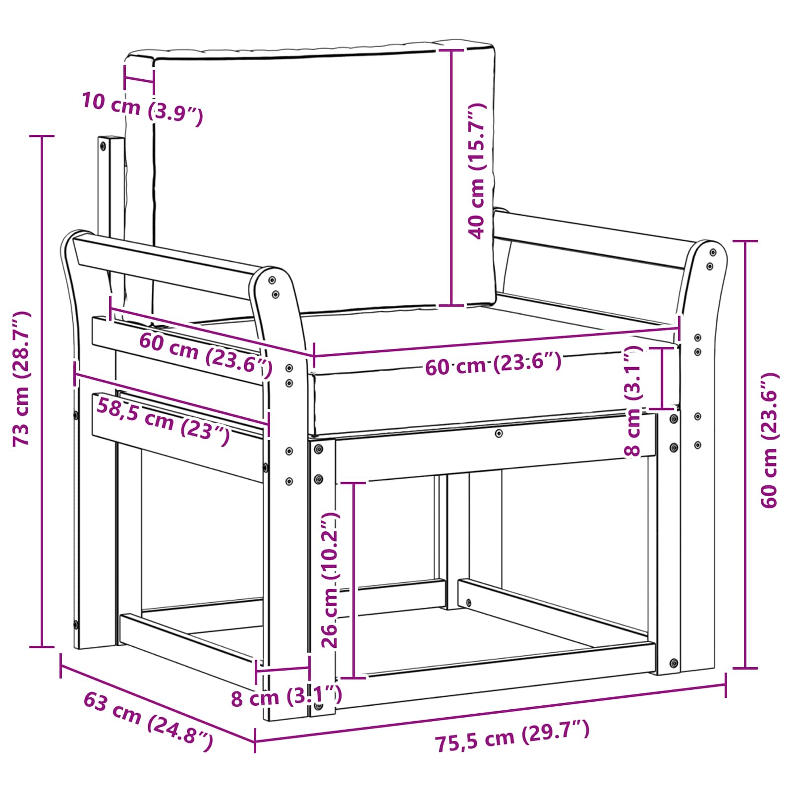 Tuinbank Massief Acaciahout en Polyester Naturel image 8