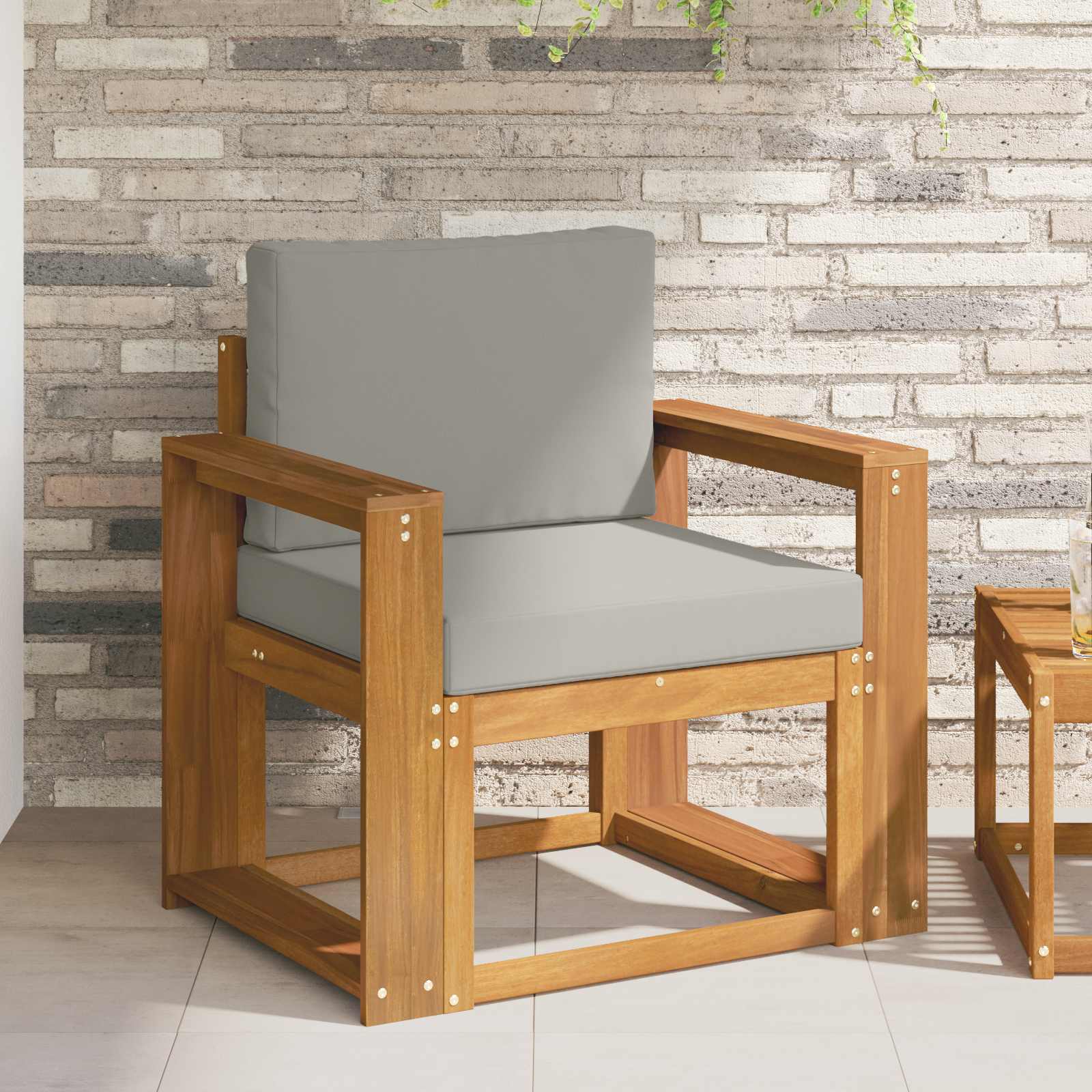 vidaXL Canapea de exterior Lemn de acacia solid și poliester