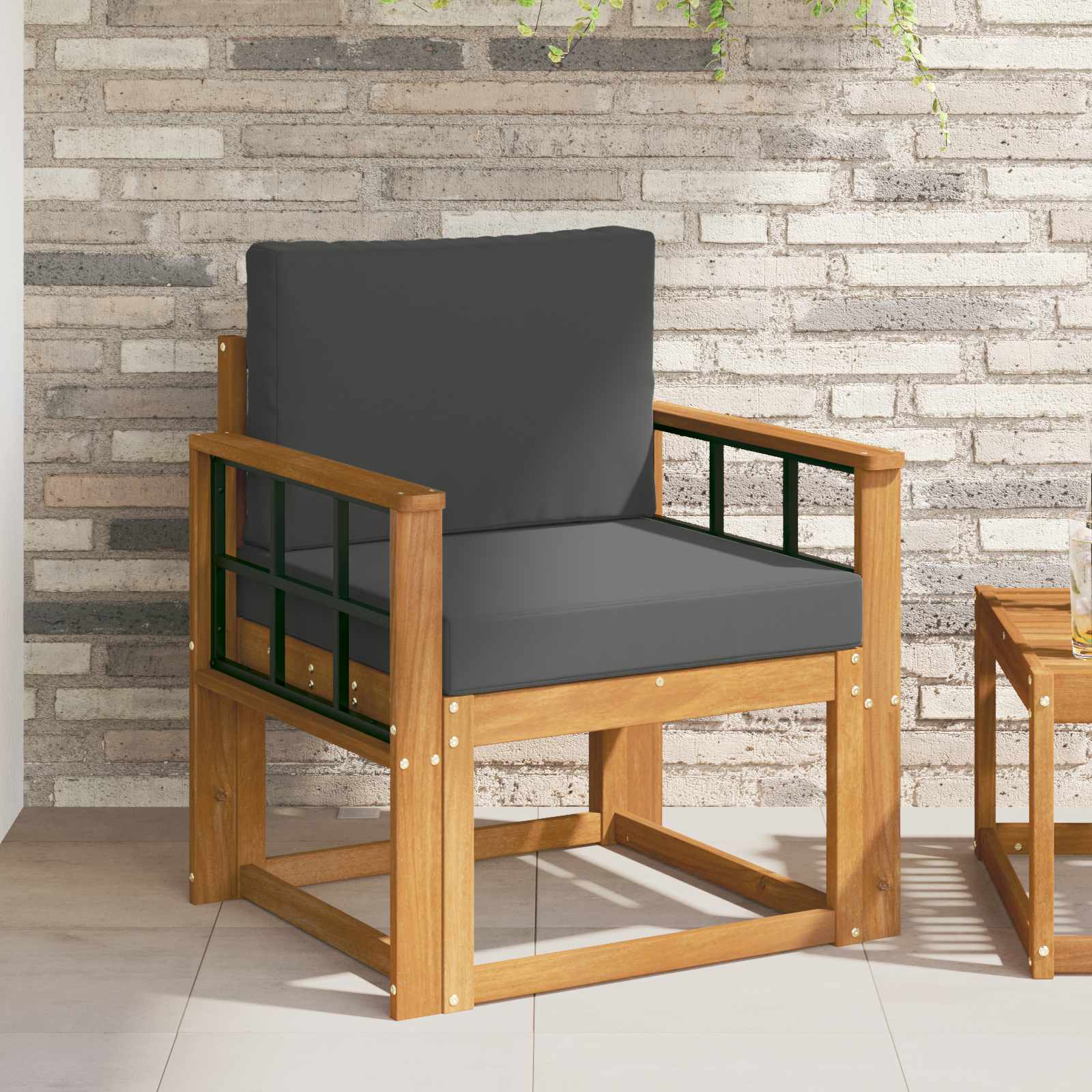 Tuinbank Massief Acaciahout en Polyester Naturel image 1