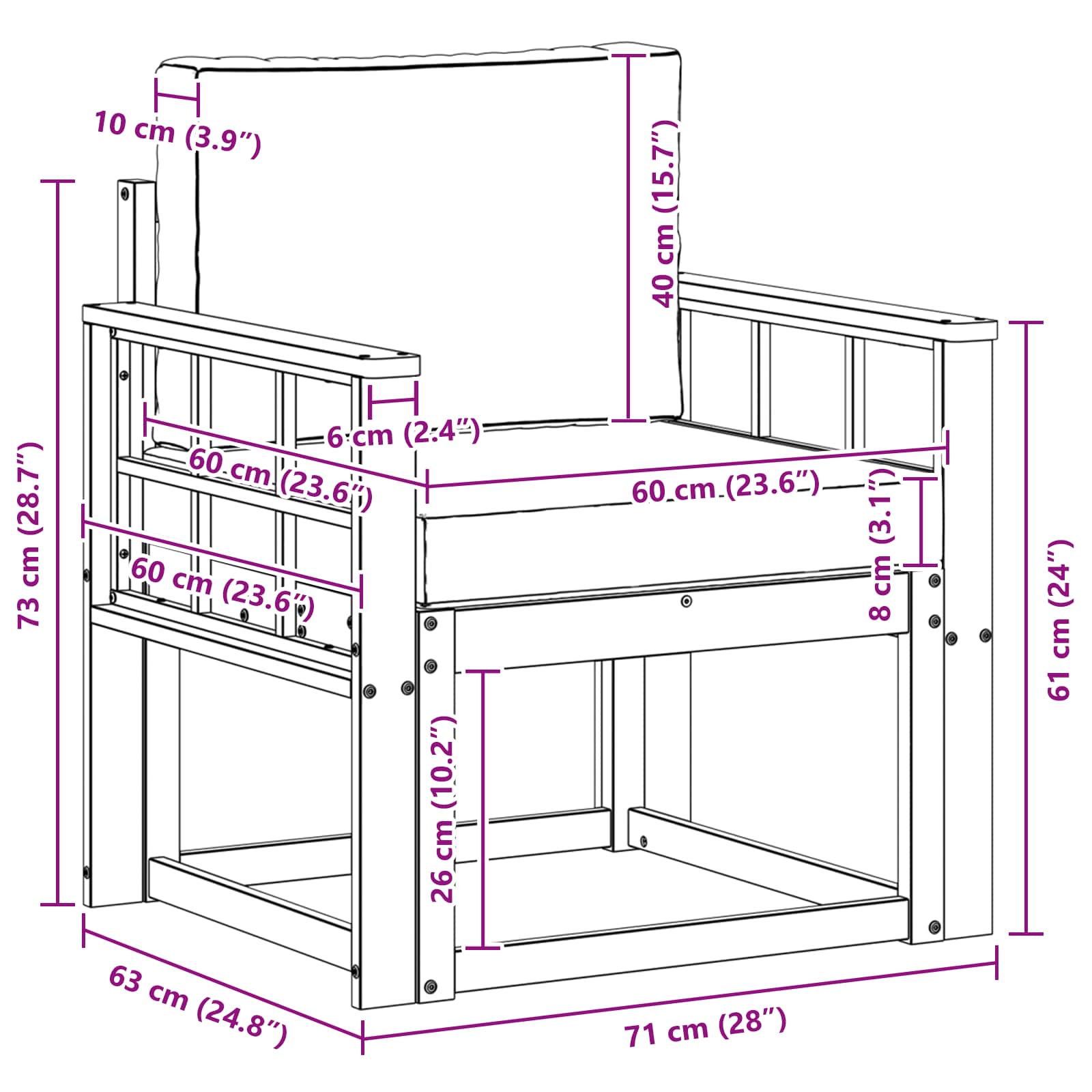 Tuinbank Massief Acaciahout en Polyester Naturel image 8
