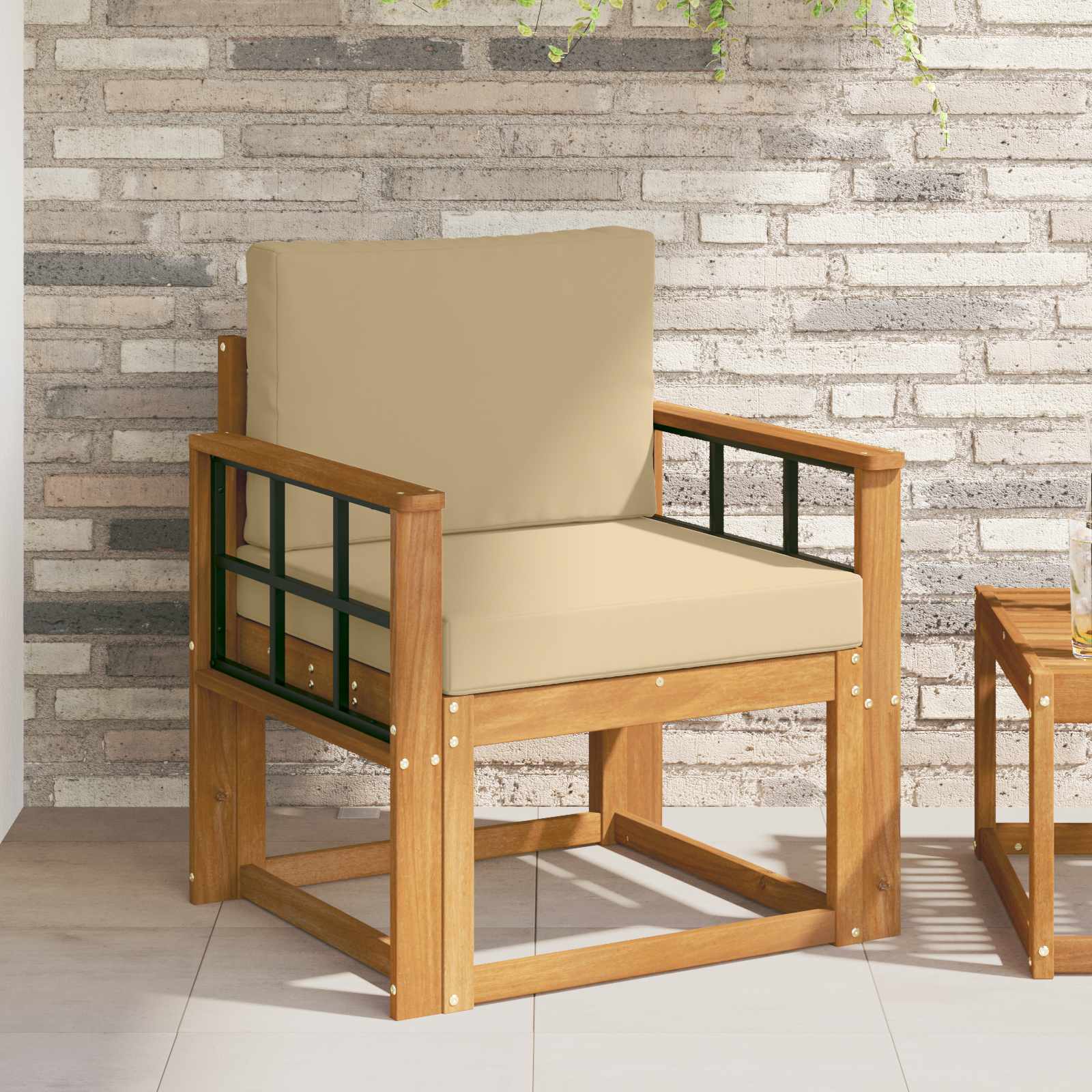 vidaXL Canapea de exterior Lemn de acacia solid și poliester natural
