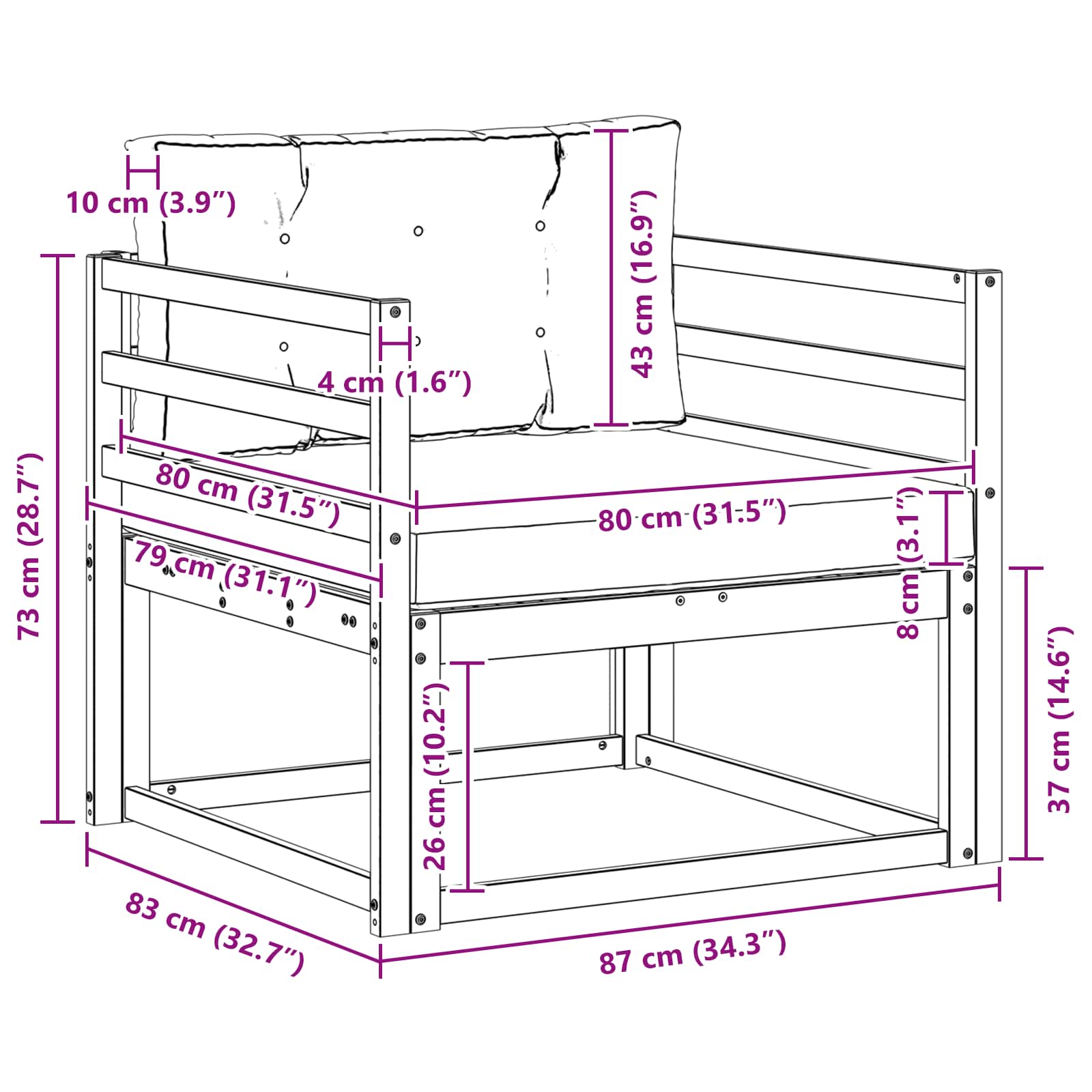 Buiten Midden Sofa Massief Acaciahout Naturel image 8