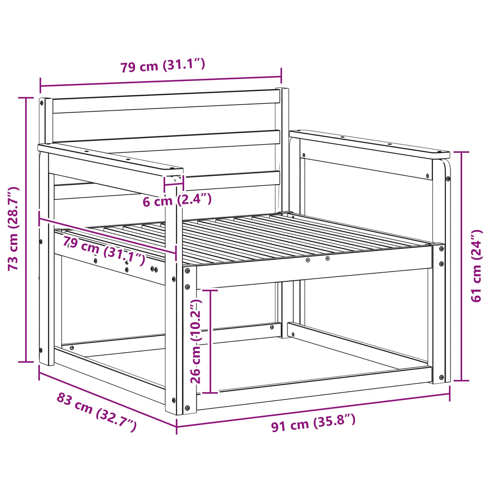 Buiten Midden Sofa Massief Acaciahout Naturel image 8
