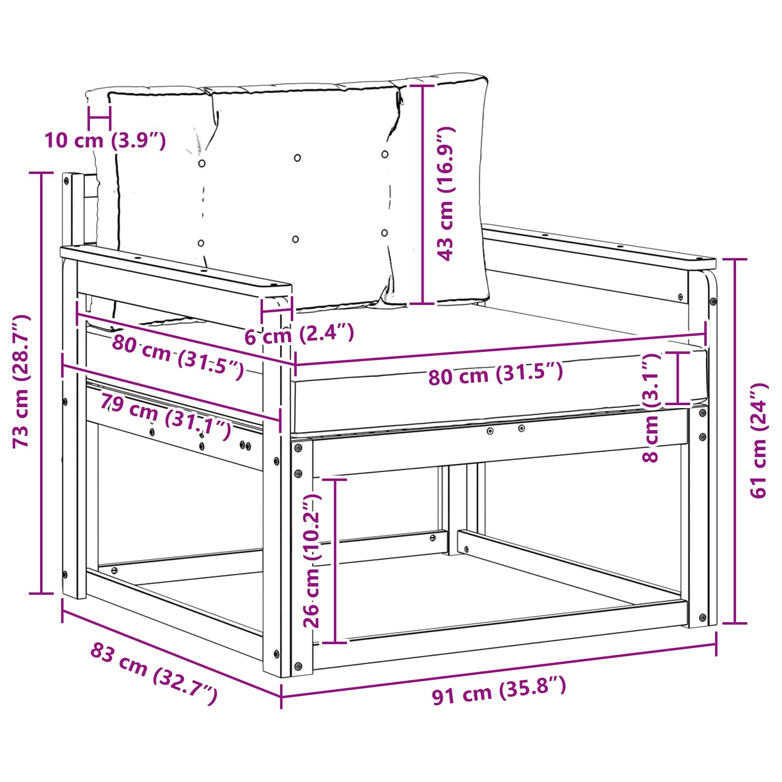 Buiten Midden Sofa Massief Acaciahout Naturel image 8