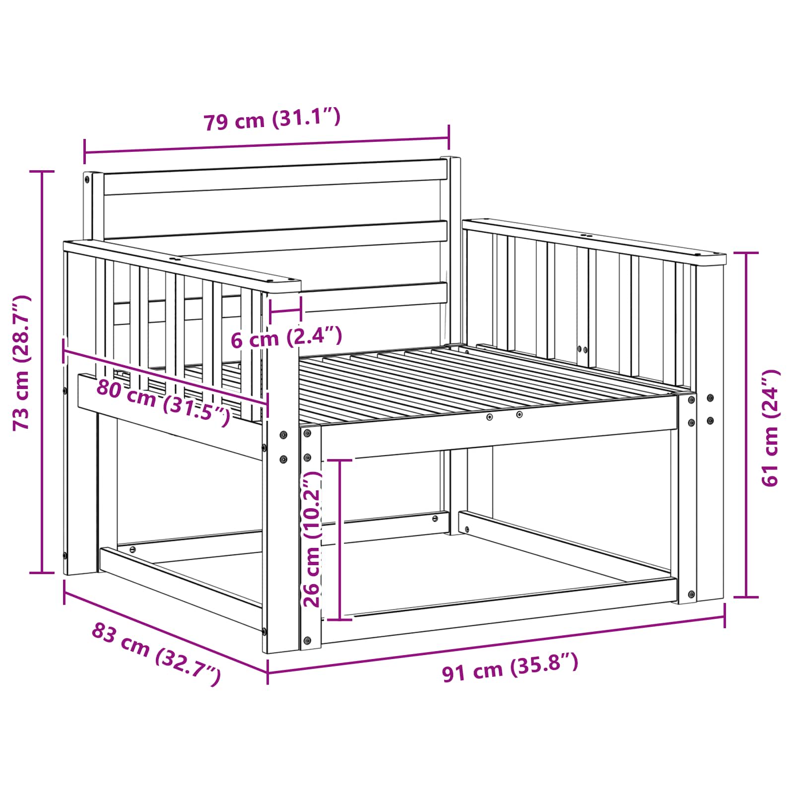 Buiten Midden Sofa Massief Acaciahout Naturel image 8