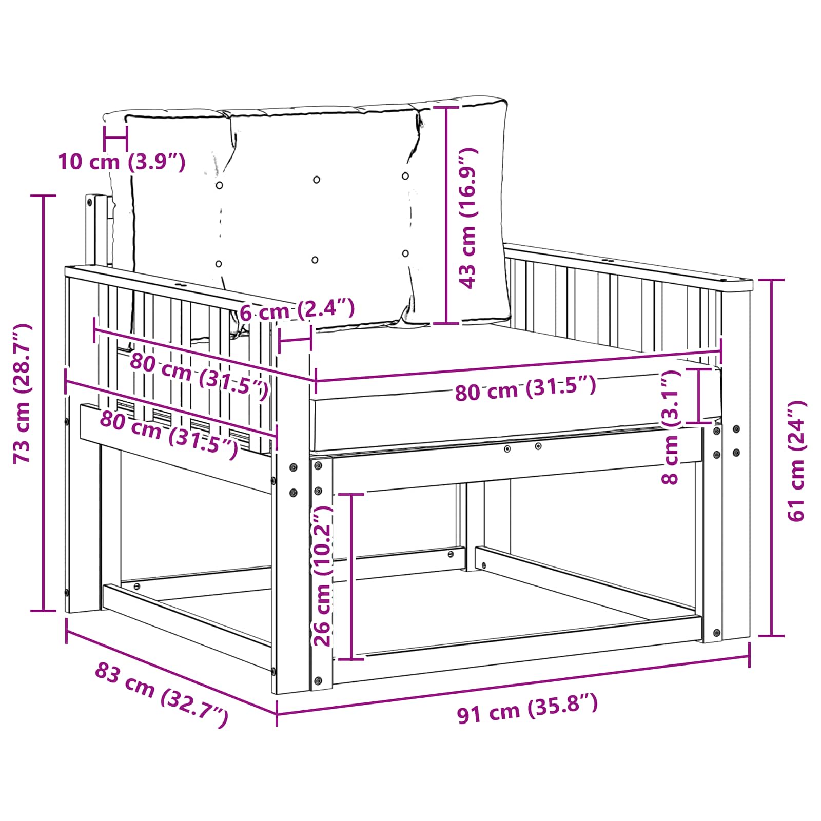 Buiten Midden Sofa Massief Acaciahout Naturel image 8