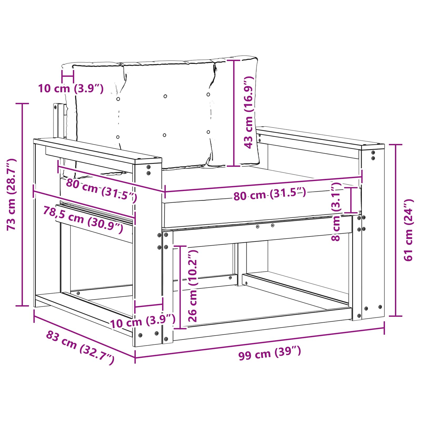 Buiten Midden Sofa Massief Acaciahout Naturel image 8