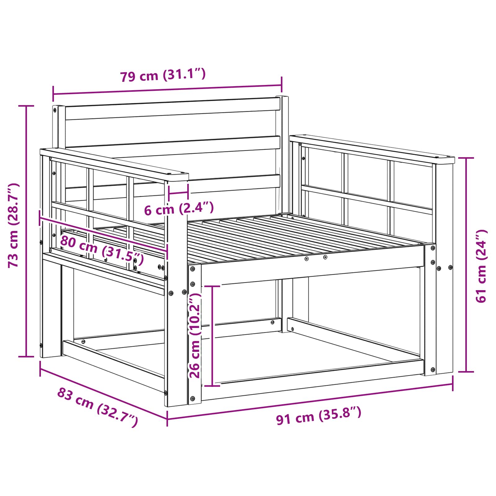 Buiten Midden Sofa Massief Acaciahout Naturel image 8