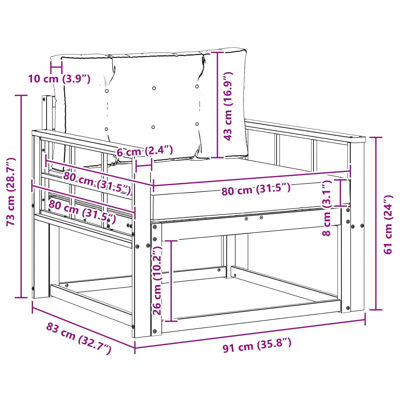 Buiten Midden Sofa Massief Acaciahout Naturel image 8