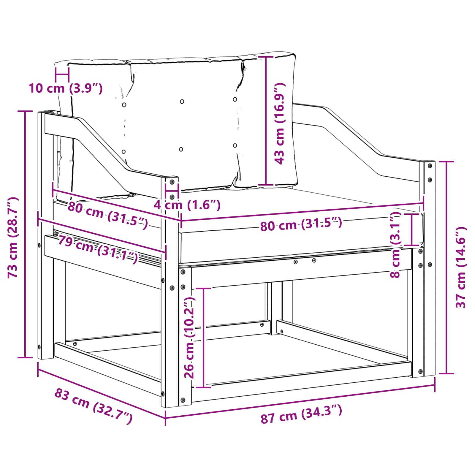 Buiten Midden Sofa Massief Acaciahout Naturel image 8