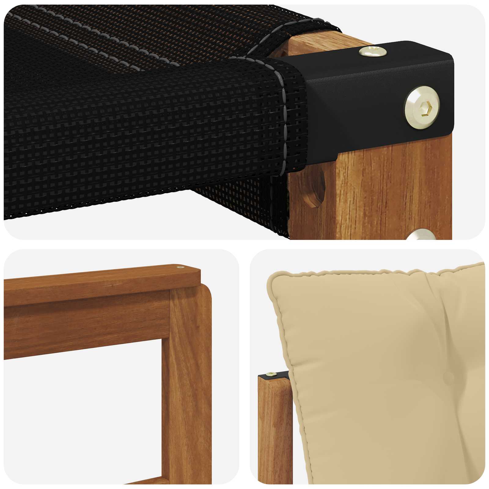 Tuinbank Massief Acaciahout en Textilene Naturel image 8